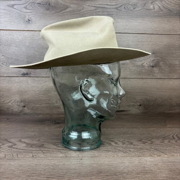 Vintage Stetson Size 6 7/8 Rancher Cowboy Western Hat Cream White - Picture 6 of 13